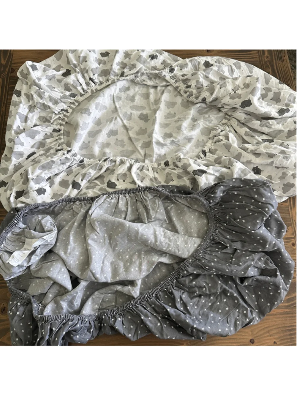 Carter’s Crib Sheets Set of 2 Gray White Sheep Stars 100% Cotton Fitted Baby Bed